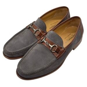 Johnston &‎ Murphy Collection Italian Crafted Gray Suede Leather Bit Loafers